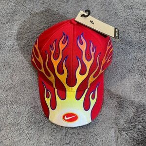 Nike Red Flame Y2K Grunge Red Cap Center Swoosh NWT